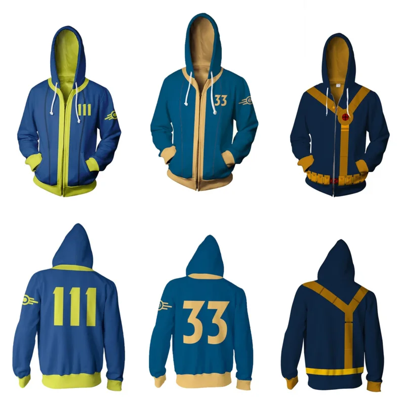 Case 4 Out Game Cosplay Costume Hoodie Vault 11 33 Shelter Zip Up 3D Print Jacket Sweatshirt Street Coat