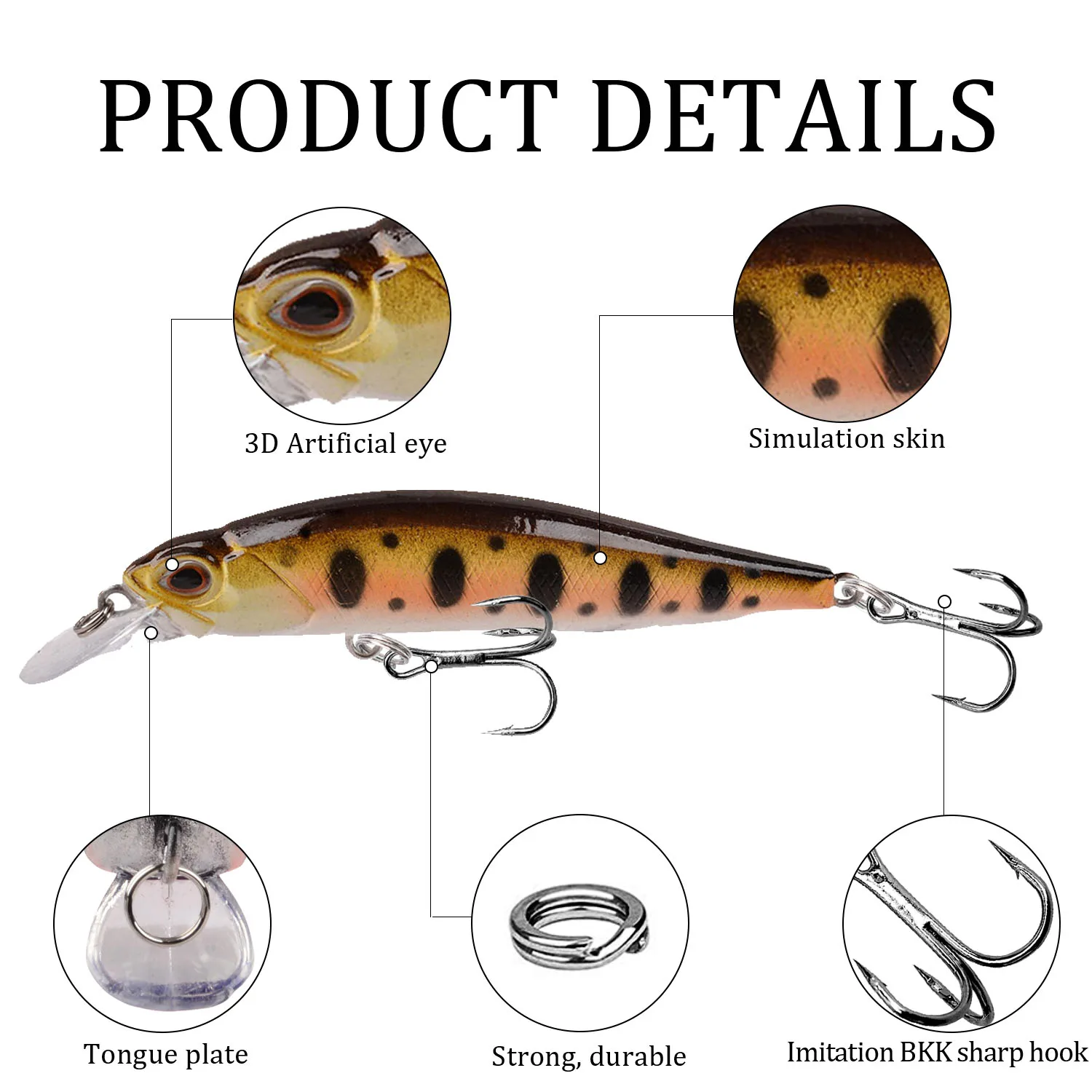 1pcs Minnow Fishing Lure Wobblers 9cm 8.6g Slowly Sinking Artificial Hard Bait Crankbait Bass Pike Carp Fishing Tackle