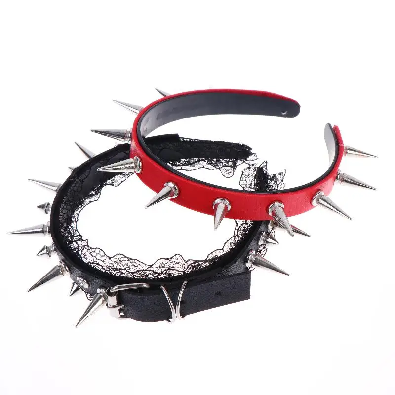 Gothic Punk Haarband für Mädchen Spitze Nieten Kopfschmuck Cosplay Kostüm Themenveranstaltungen Club-Auftritte – Detail 8