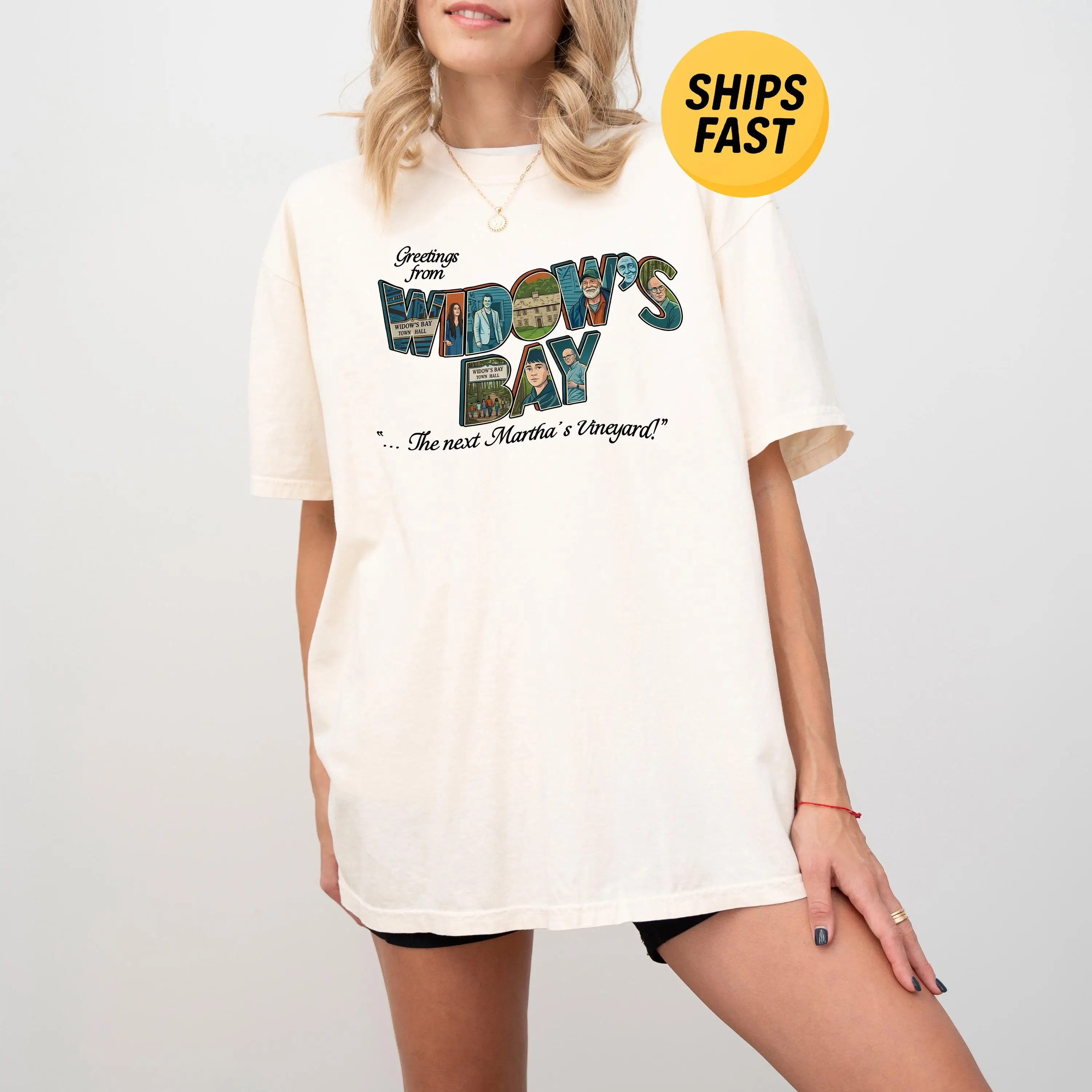 Vintage Greetings From Widow's Bay Shirt, Retro Spooky Travel Postcard T-Shirt,  Dark Academia Autumn Tee