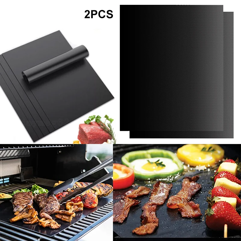 33x40cm High Temperature Resistant BBQ Barbecue Mat Non Stick Fiberglass Barbecue Mat Ptfe Barbecue Mat 2 Pack A Set