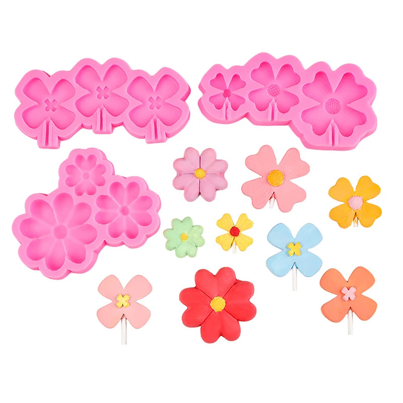 3 Grids Flower Shape Silicone Mold Sunflower Chocolate Birthday Cake Decoration Baking Mould Home Bakery Kitchen Tool Gadgets