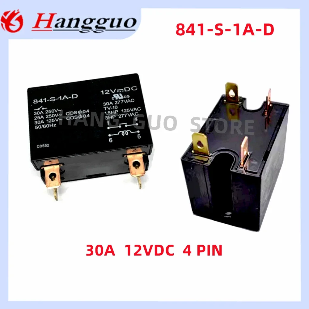 HG/  2PCS Original 12VDC 841-S-1A-D 24VAC 841-S-1A-D-100120VA  841-S-1A-D-200240VA 4PIN high power air conditioning Relay