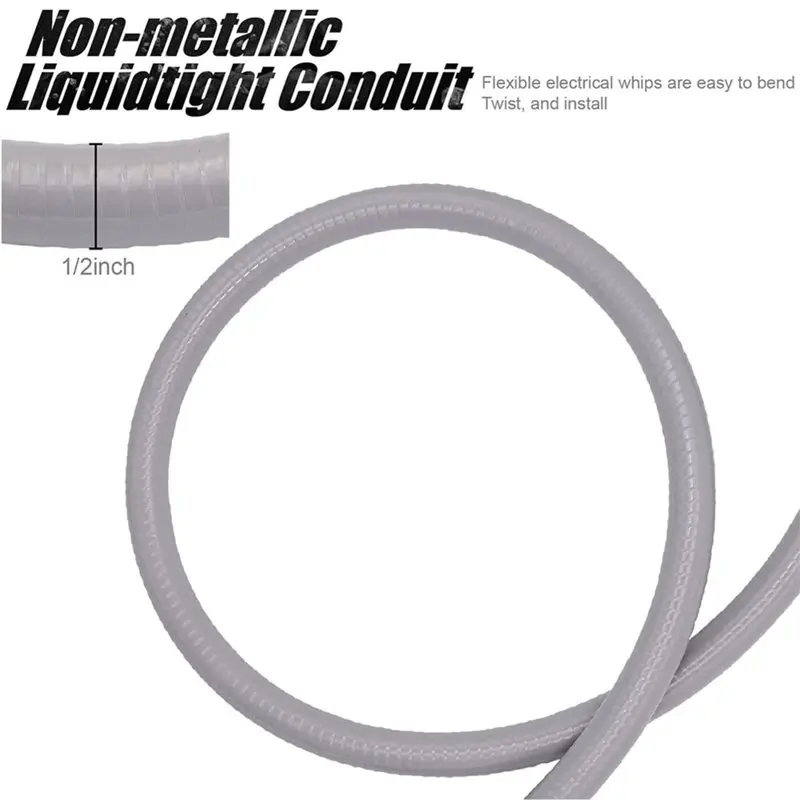 DT19-Electrical AC Whip Kit Conduit-To-Cable Connector Connecting Wires 3-Conductor 10-Gauge Wires With Straight/90 Degree Fitti