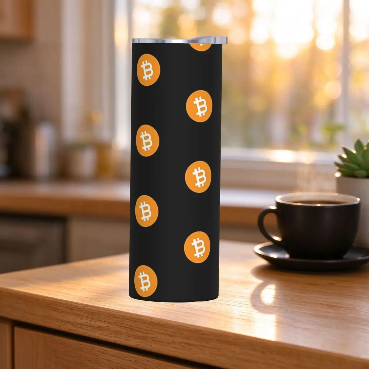 Bitcoin Cryptocurrency Stainless Steel Tumbler Vacuum Insulated Mugs Thermal Cold Bottle Straw With Lid 20oz