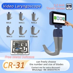 Video Laryngoscope with 6 Stainless Steel Blades, Retail blades and guide wires, Purchase in any combination