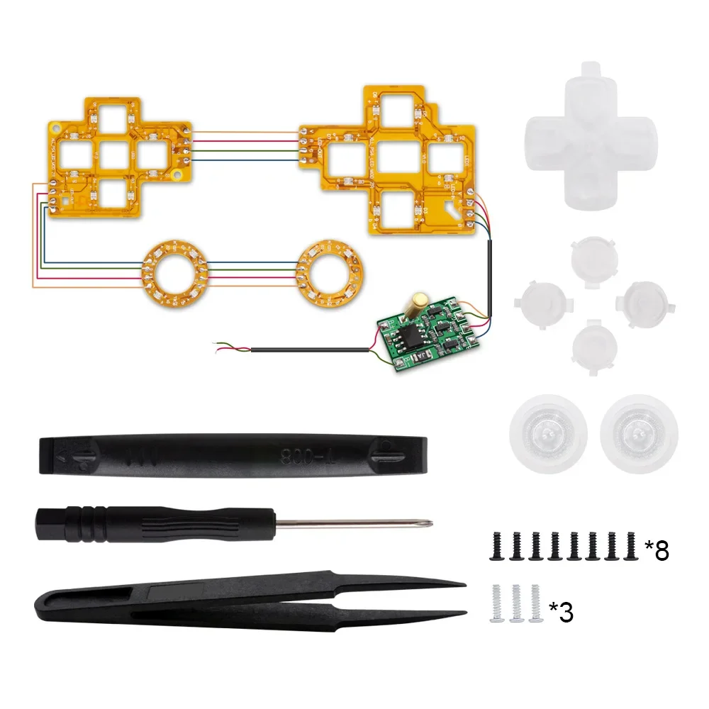 DIY cor luz bordo para ps5 controlador, 6 cores pode mudar, luminated d-pad, thumbsticks botões, kit led para playstation 5