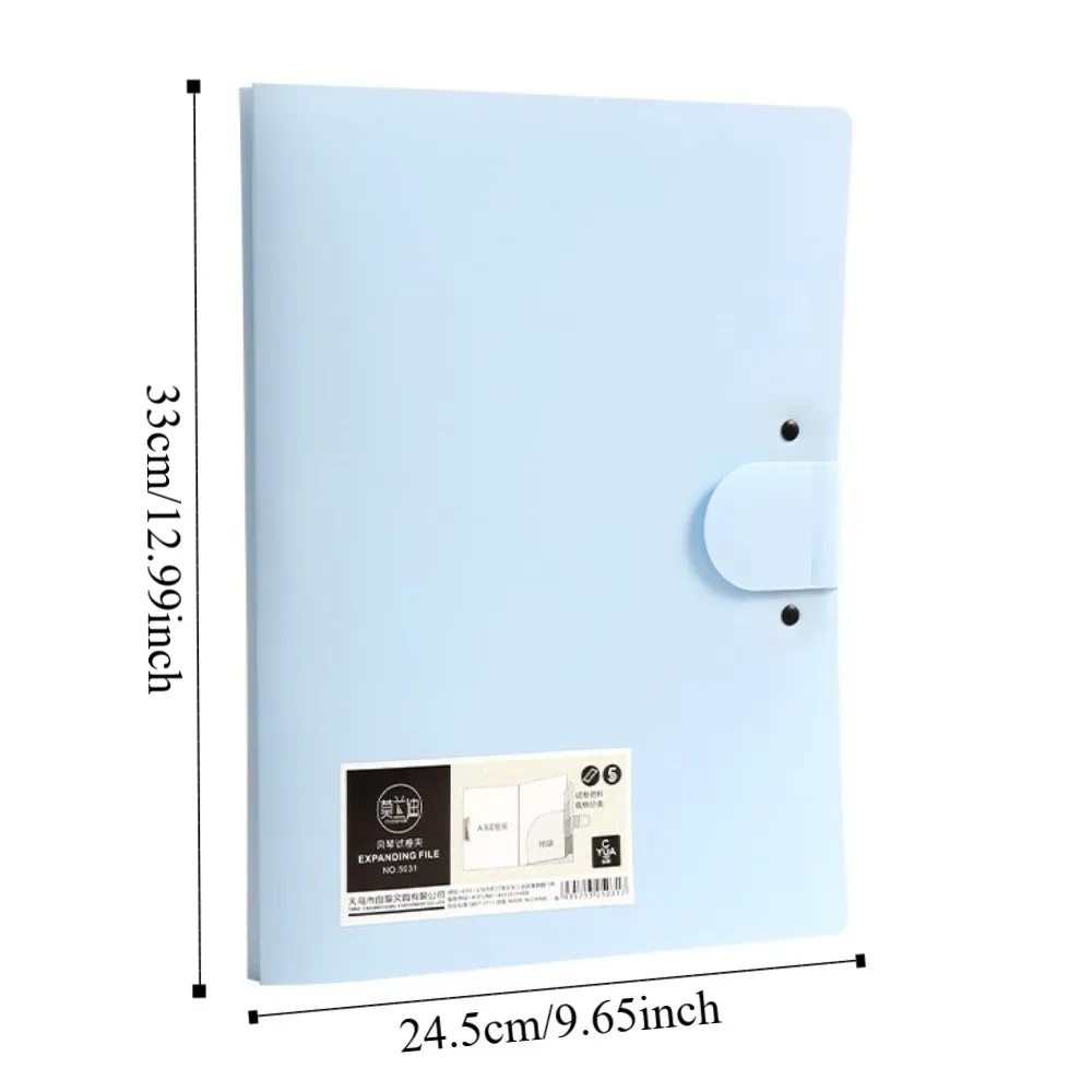 Stationery 8 Pockets Expanding File Folder A4 Multi-layer File Organizer with Clipboard Portable Document Storage Bag Office