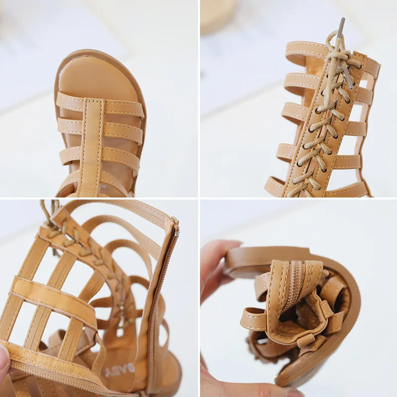 Children Sandals High-top Kids Girls Sandals Baby Sandals High Quality Flat Cut-Outs Beach Sandals