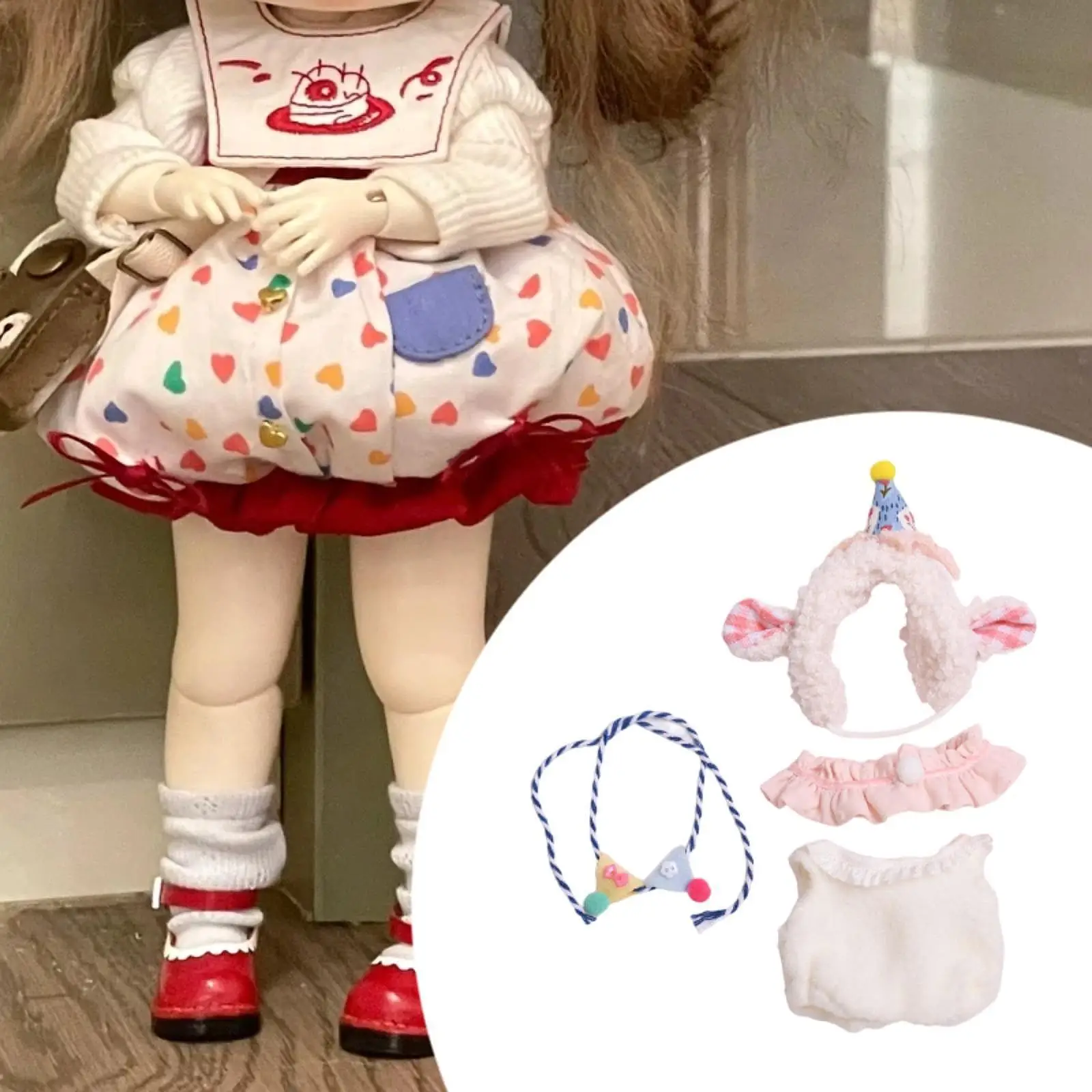 Plush Figure Bodysuit Dress up Clothing Educational for Kids Costumes with Birthday Hat for Hands on Coordination 15cm Dolls