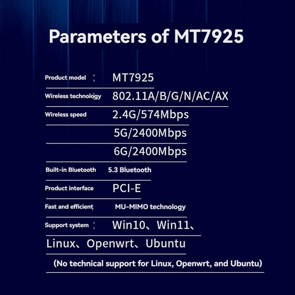 Cmpt And Acce Store Offer PC Accessories MT7925 WiFi 7 PCI-E Adapter Card Tri Band 2.4G/5G/6GHz 5374Mbps