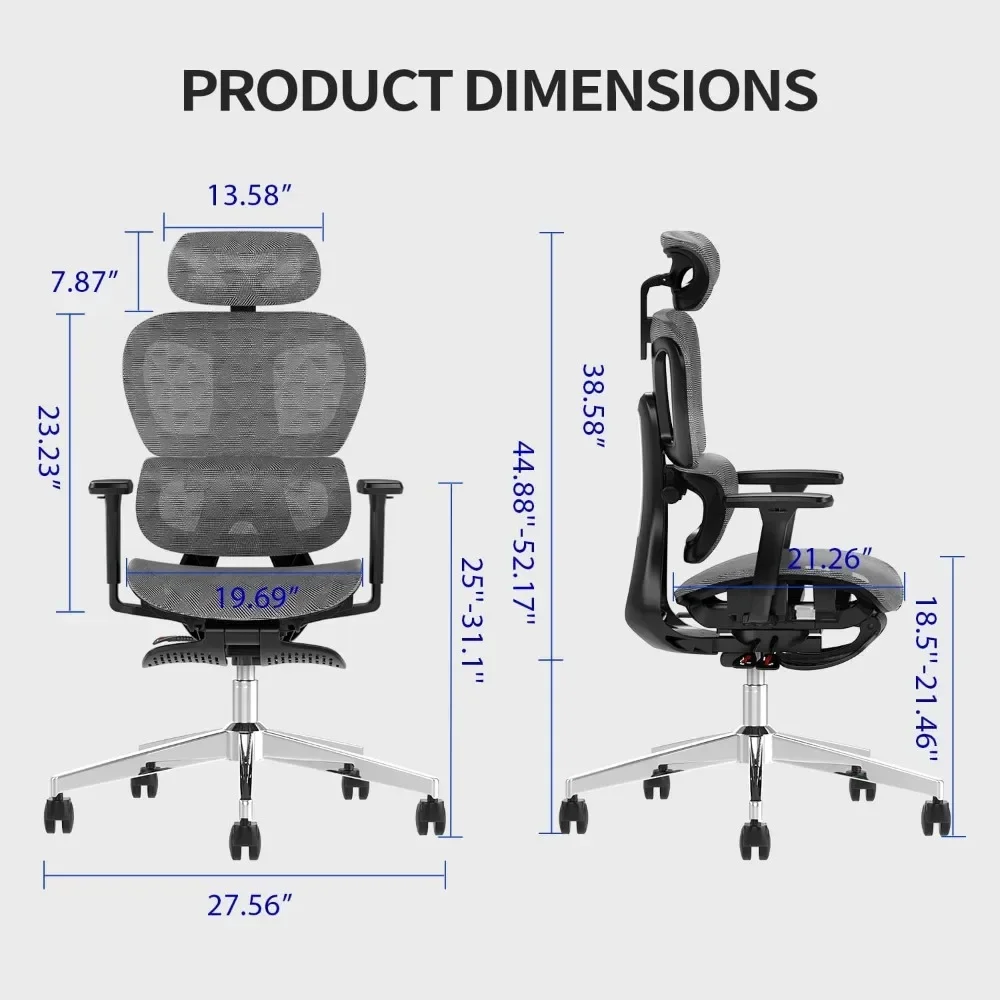 Cadeira de escritório ergonômica de malha com apoio de braço ajustável 3D, cadeira de computador de mesa com encosto alto Ergo3d Cadeira de escritório ergonômica