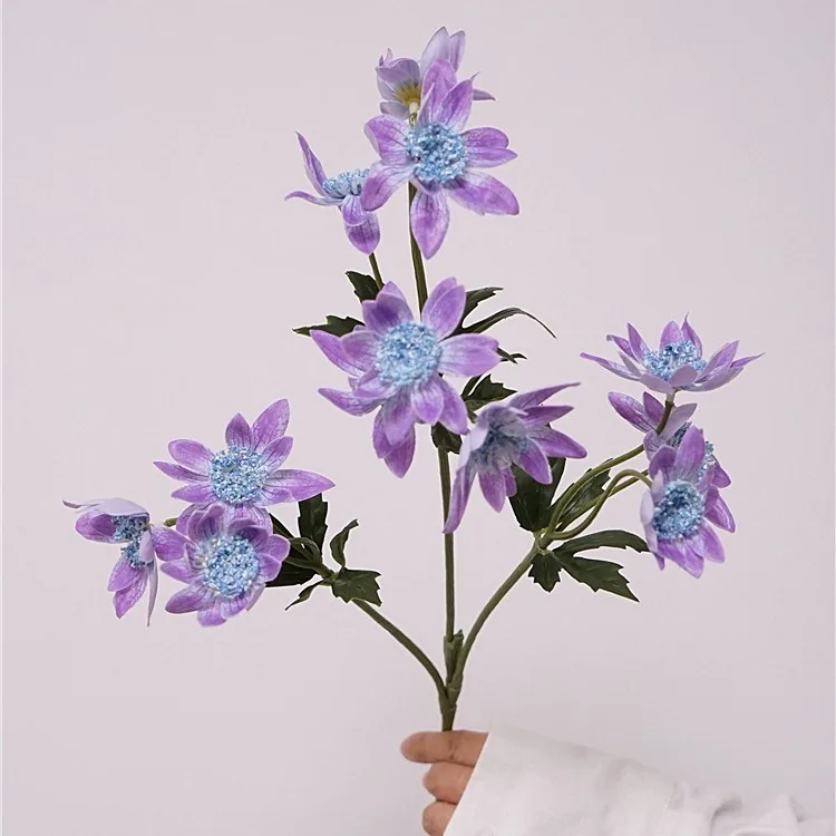 5pcs Artificial Flowers Feel Dandelion Real Touch Flower Violet Wedding Decor Backdrop Flower Arrangement Party Photography Prop