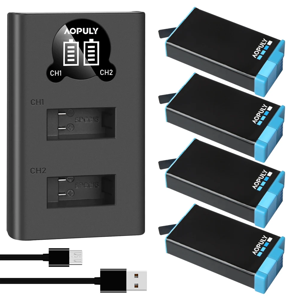AOPULY Hohe Qualität 1680mAh Batterie Für GoPro Max Akku + LED Ladegerät 360 Panorama Action Kamera Zubehör