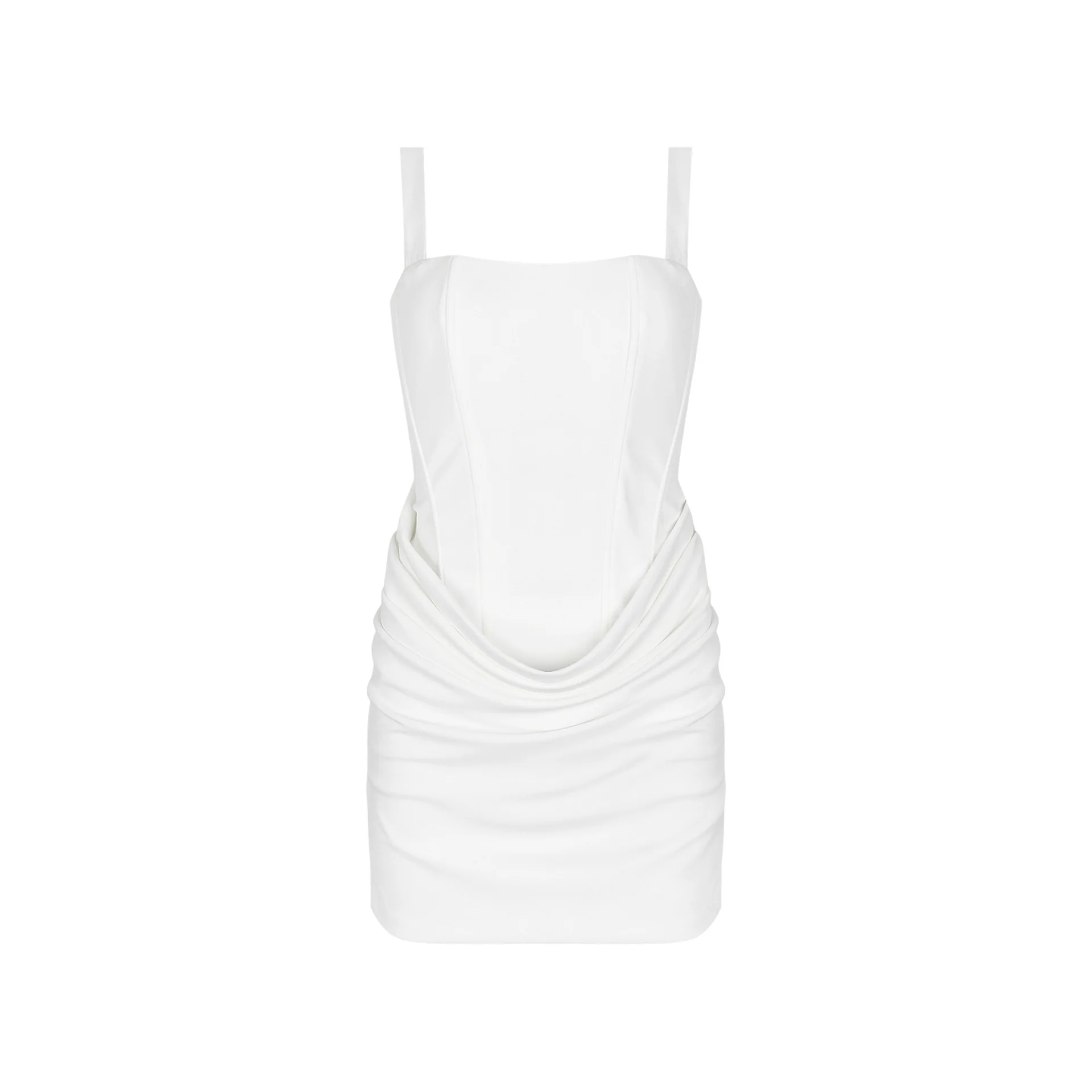 Rückenfreies, gerafftes, sexy figurbetontes Minikleid für Damen, elegantes Bandage-Kleid mit eckigem Ausschnitt, ärmellos, französischer Stil, süßes Club- und Partykleid – Detail 18