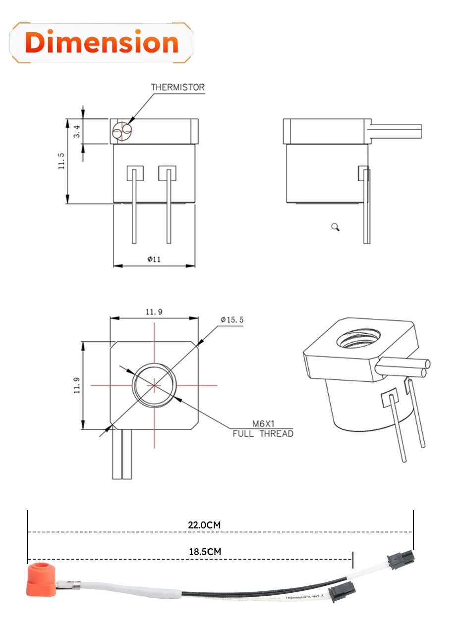 Trianglelab CHC KIT Keramik-Heizkern Schnellheizung M6 Gewinde Universal für Ender 3 V6 Hotend CR10 CR-6 SE MK3S 3D-Drucker – Detail 10