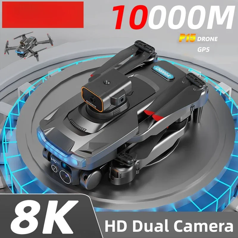 プロのDron p15 plus,GPS,デュアルカメラ,高周波,オプティカルフローポジショニング,ブラシレス,rc,10000m,4k,new,2021