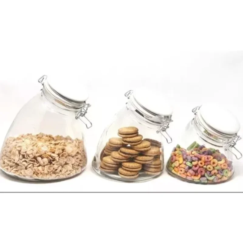 

3 curved neck bottles with ceramic caps, 1200ml ,
