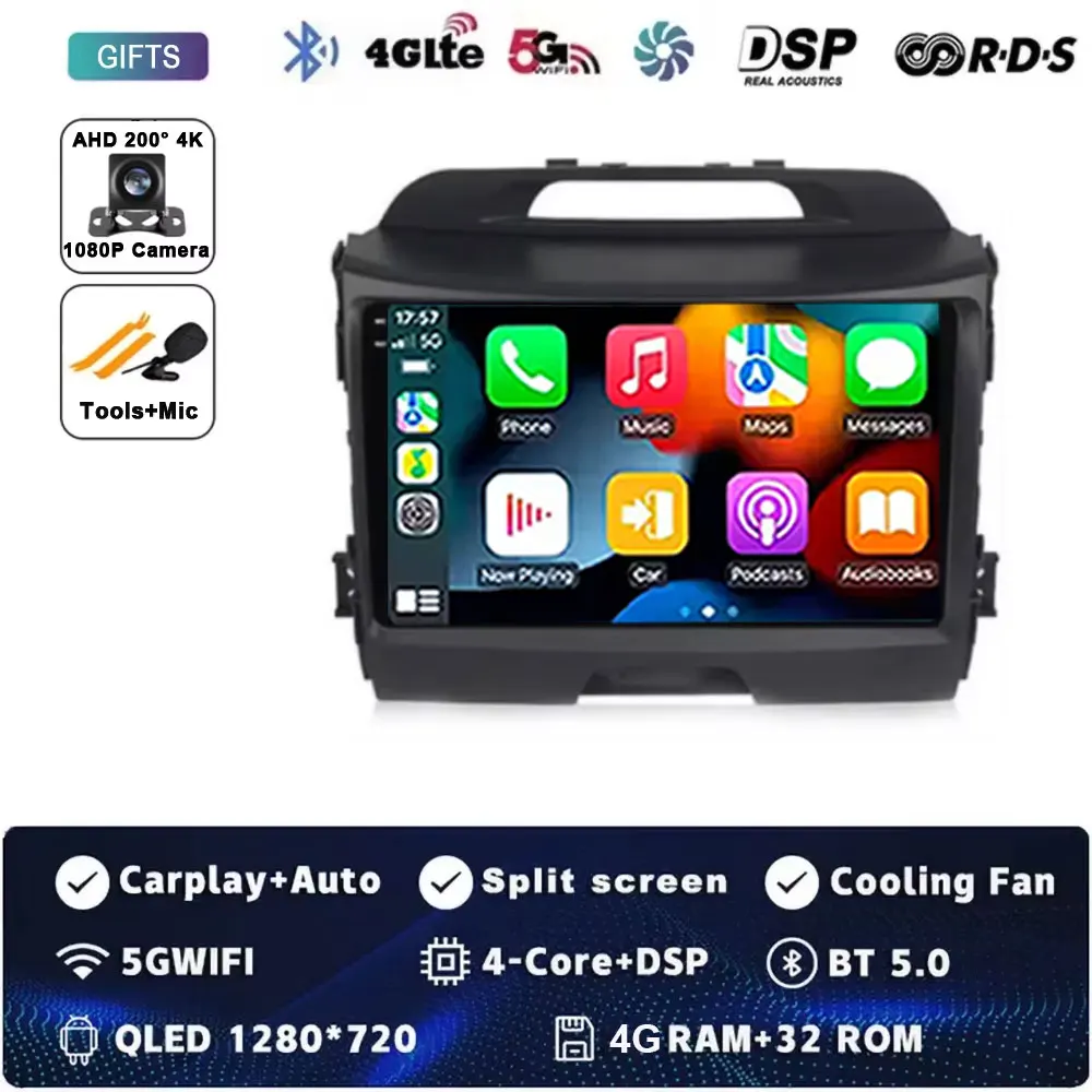 Voor KIA Sportage 3 Sportage R 2010-2016 Android 15 Autoradio Android Carplay Multimedia Speler autoradio 4G wifi Qualcomm 2din