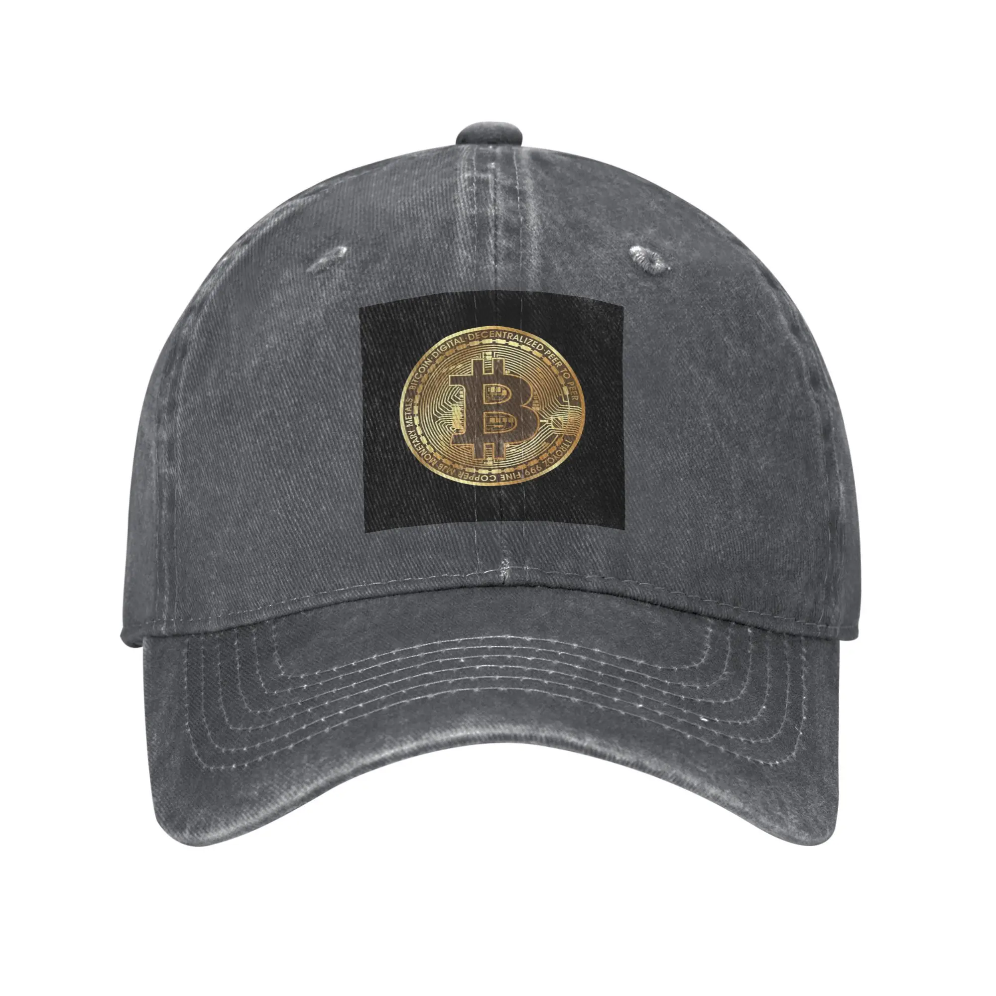 Bitcoin - Physical Coin Denim Cap Casual Baseball Caps Adjustable Hat Summer Unisex Baseball Hats