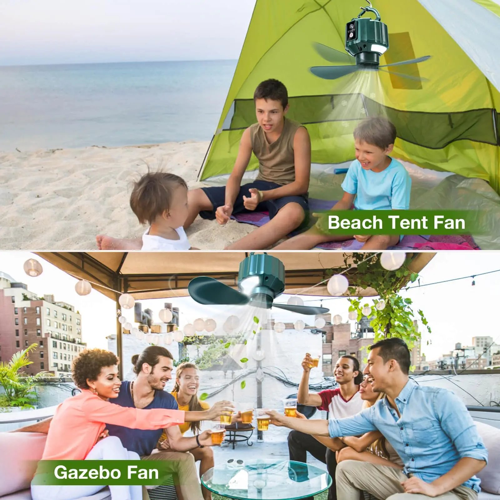 High Power Led Tent Ceiling Fans for Camping Portable Tent Fans Light and Remote Control Camping Fan with Hanging Hook for Tent