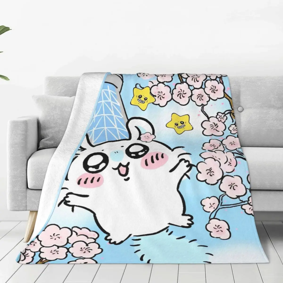 

Kawaii Chiikawa Cartoon Blankets Warm Soft Graphic Plush Bedding Throws For Children Living Room Flannel Bedspread Bed Cover