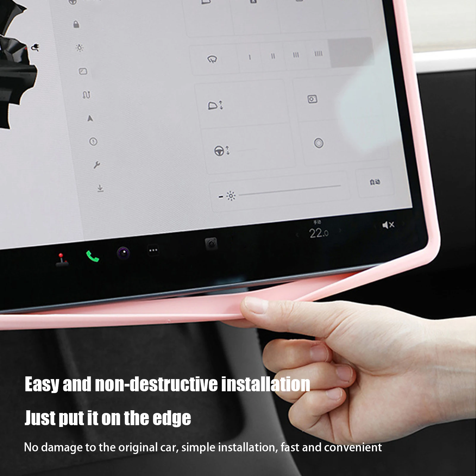 For Tesla Model 3/Y Screens Silicone Protective Cover Shockproof Car Navigation Screen Protective Cover Narrow Frame Car Interio