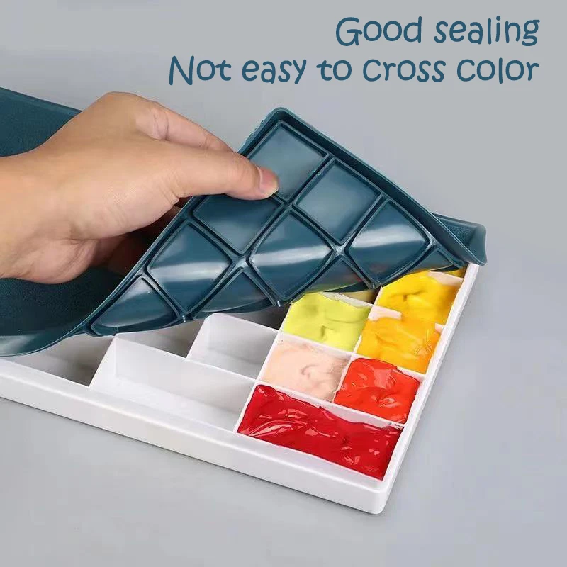 Compartments Paint Palette Paint Tray With Lid Art Paint Box To Carry Storage Tray For Watercolors Gouache Acrylic And Oil Paint