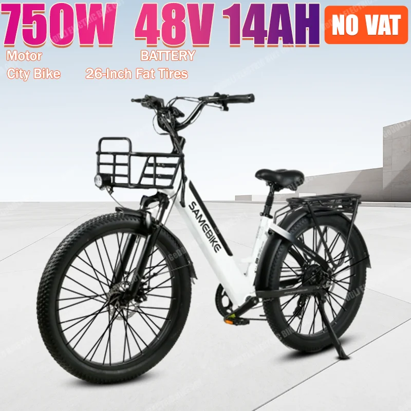 

SA01 Electric Bike Lithium Battery Motor 750W48V14AH 26-inch Tire Adult Ebike City Road Mountain Electric Bicycles With Basket