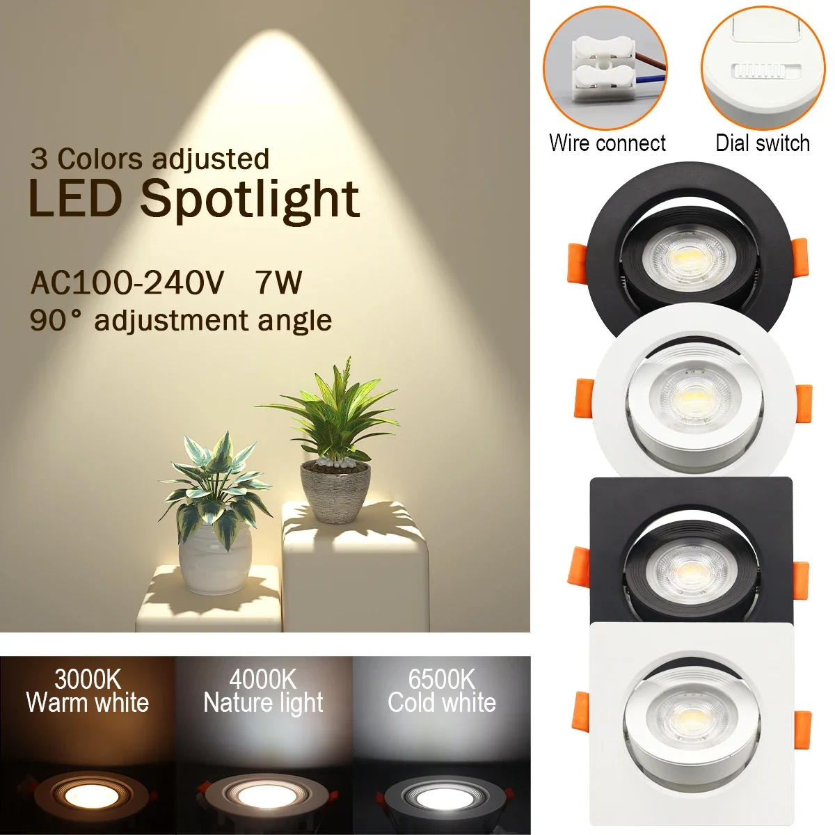 ไฟสปอตไลท์ LED แบบดาวน์ไลท์1-10ชิ้น3000/4000/6000K สปอตไลท์โคมไฟติดเพดานพับได้สำหรับห้องนอนห้องน้ำพื้นผิวที่ติดตั้ง