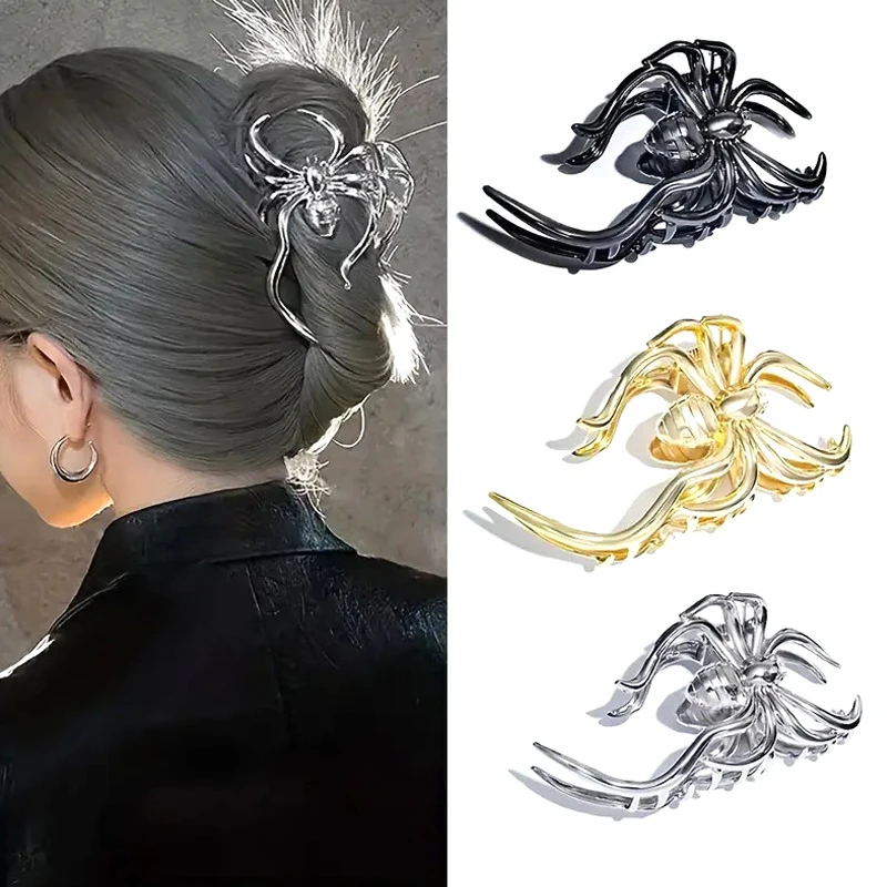 Fashionable Gothic Spider Halloween Hair Claw For Women Girls Unique Minimalist Shark Clip Exquisite Hair Accessories Gifts