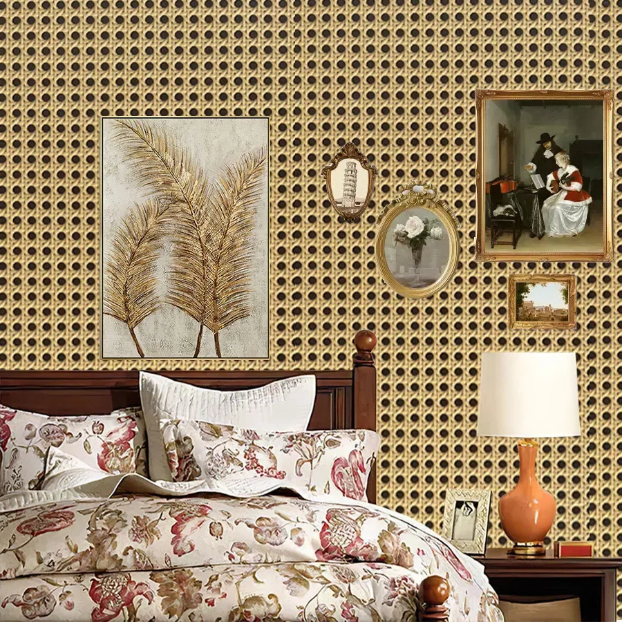 Honeycomb Grid Wallpaper Retro Style Restaurant Living Room Decoration Furniture Renovation Stickers DIY Self-adhesive Wallpaper