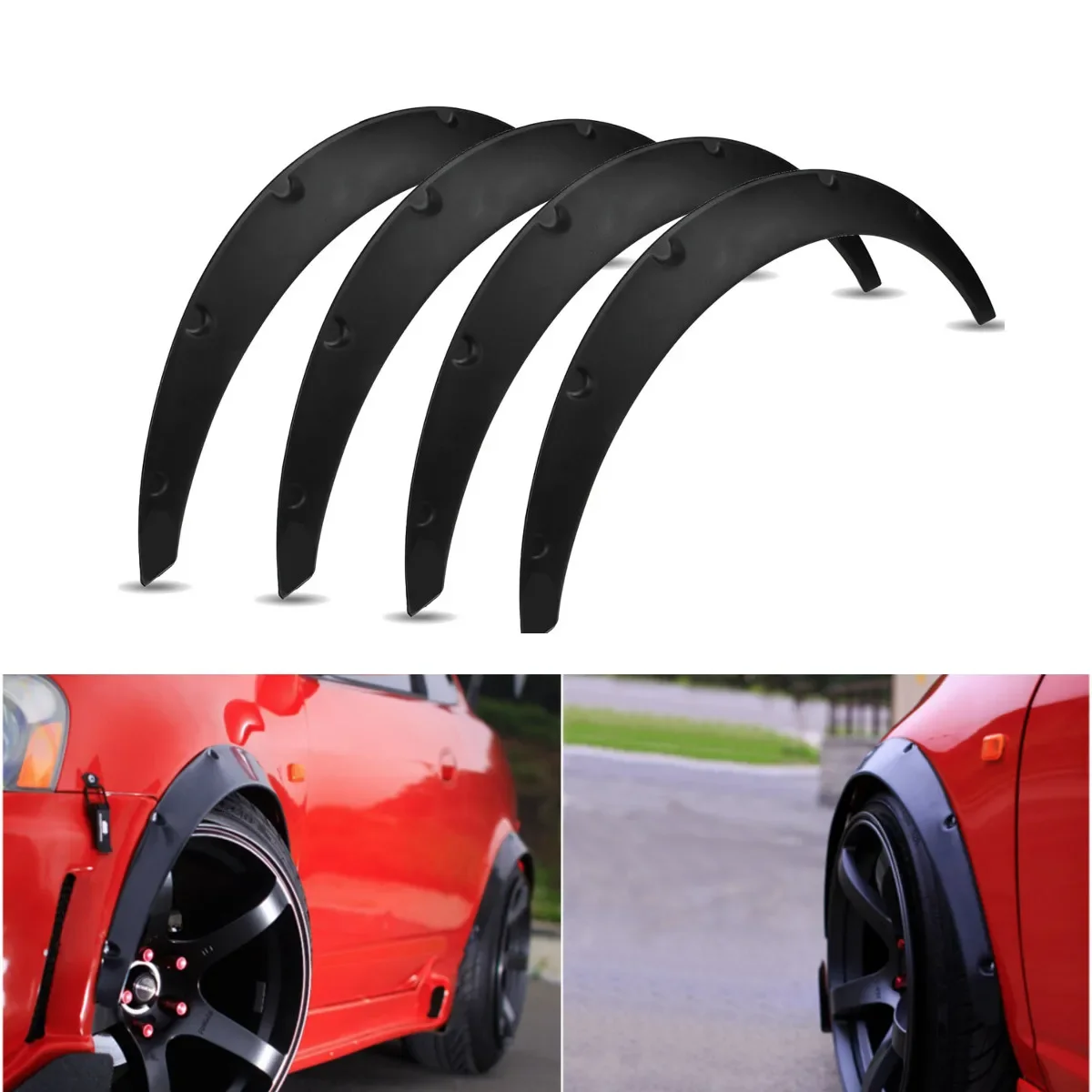 

4Pcs 2inch Universal Flexible Car Mudguards Mud Splash Guards Mud Flaps Fender Flares Extra Wide Body Wheel Arches Body Kit