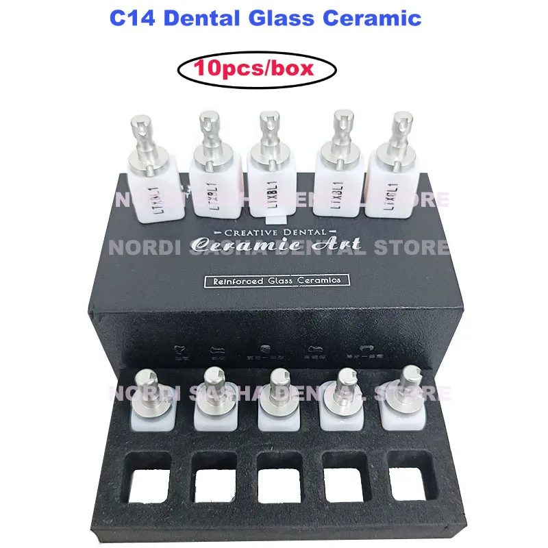 10 Pcs/Box CAD/CAM Translucency /High Transparency Dental Lithium Glass Ingots Ceramic Block Li-Disilicate Glass Ceramics Blocks