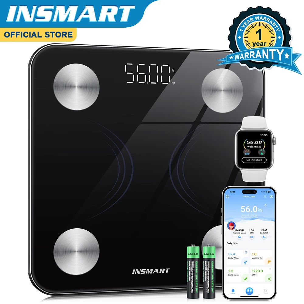 INSMART Digital Weight Scale Person Body Balance Inteligente Adult 180kg Bioimpedance Scale Smart Body Fat Professional Scales