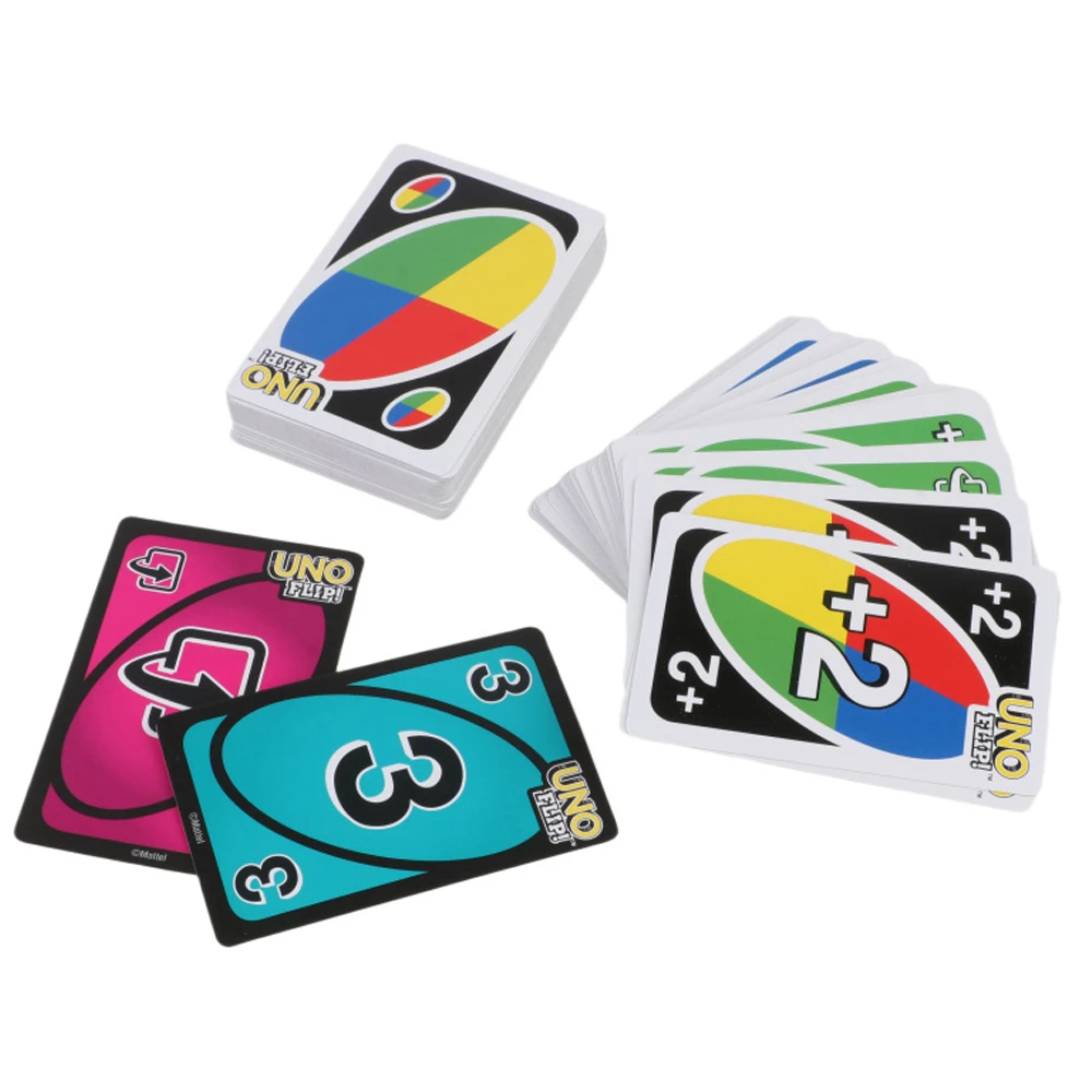 Mattel UNO FLIP! Tin Box Card Games Family Funny Entertainment Board Game Poker Kids Toys Playing Cards