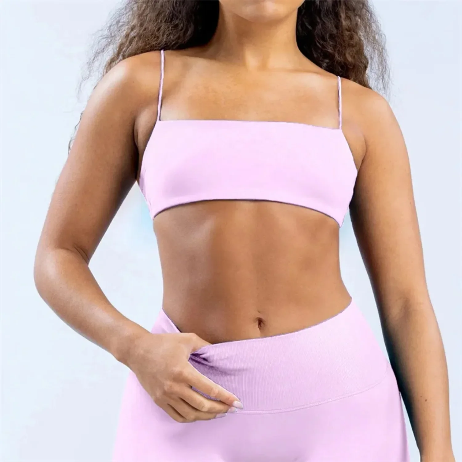Strap Women Seamless Strappy Back Yoga Bra Medium Support Gym Crop Top Padded Sports Bra Fitness Top Wrap The Chest image 2