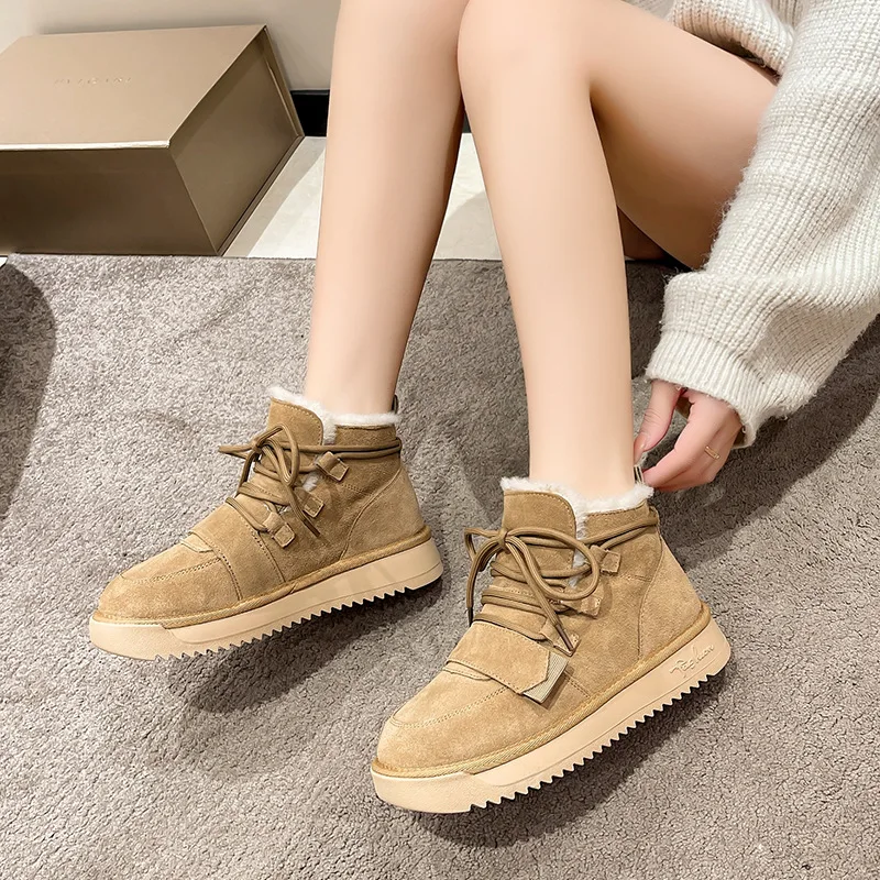 Winter Ladies Shoes 2024 New Cold-proof and Warm Women\'s Snow Boots Non-slip Platform Plush Short Barrel Boots Zapatos De Mujer