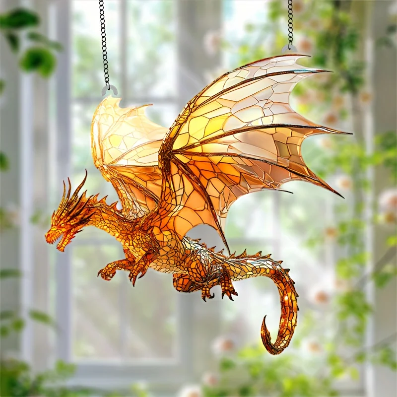 2D Fairy Tale Fantasy Flying Dragon Light Catcher Vivid Colors Window Decor Home Garden Decor Best-Selling High Quality Gift