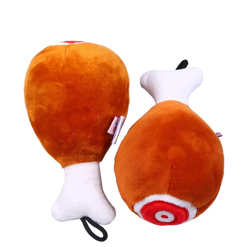 Dog Chew Plush Toy Squeaky Simulated Chicken Leg Bite-resistant Training Puppy Toy Interactive Stuffed Raw Dog Toy Supplies - view 5