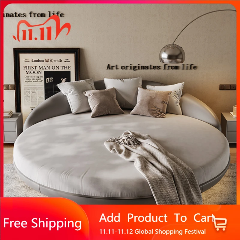 

Итальянская роскошная современная двуспальная кровать, матрас King Size, итальянская вилла, кожаная кровать, круглая роскошная уникальная мебель Letto Matrimoniale