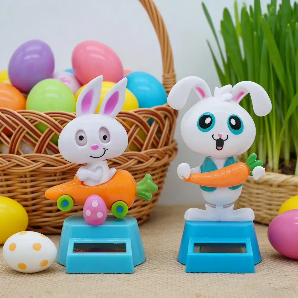 Juguetes de Conejito Bailarín con Energía Solar, Huevos de Conejito, Adornos para Coche, Conejito Bailarín con Cabeza Móvil, Regalos de Conejito con Muñeca, Huevos de Conejito de Pascua Q9B8