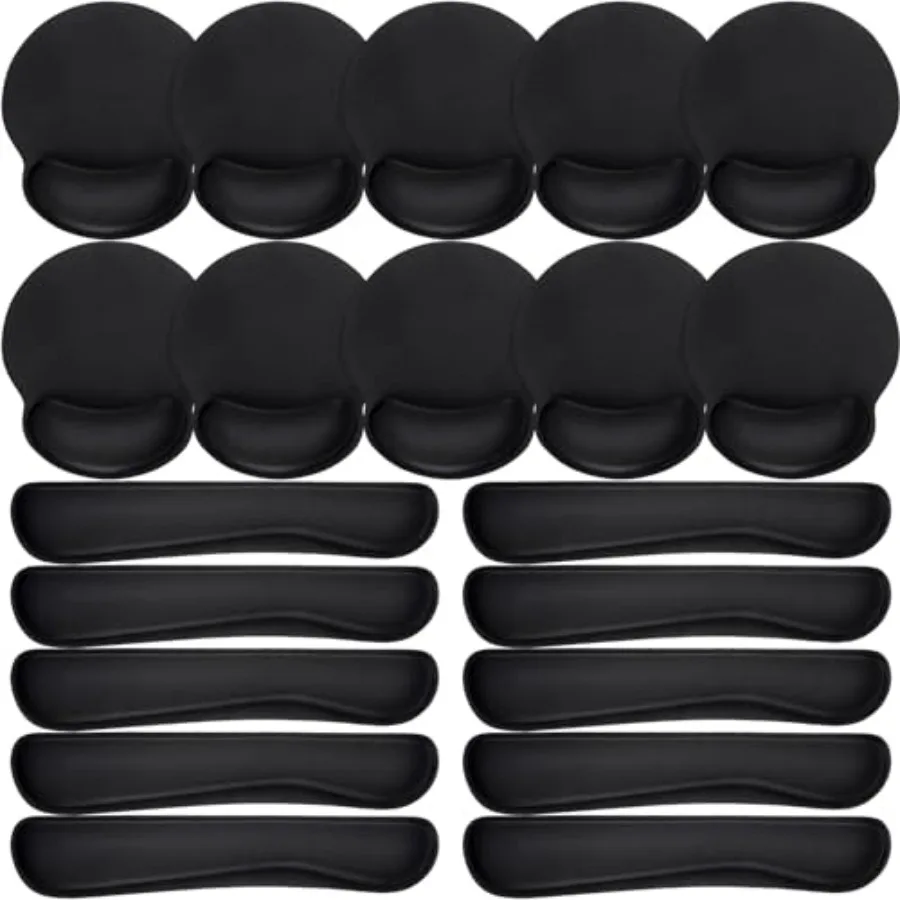 20 Pcs Keyboard Wrist Rest Mouse Pad Set with Wrist Support Black