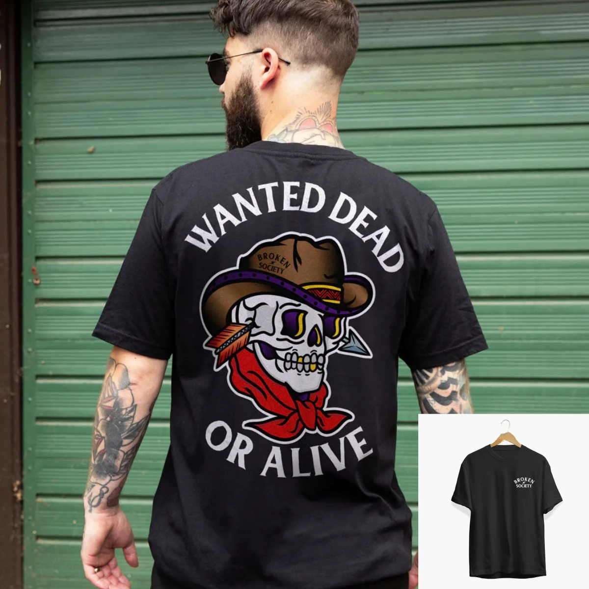 T-shirt décontracté d'été style rétro avec motif tatouage « Wanted Dead or Alive », marque de luxe pour hommes et femmes