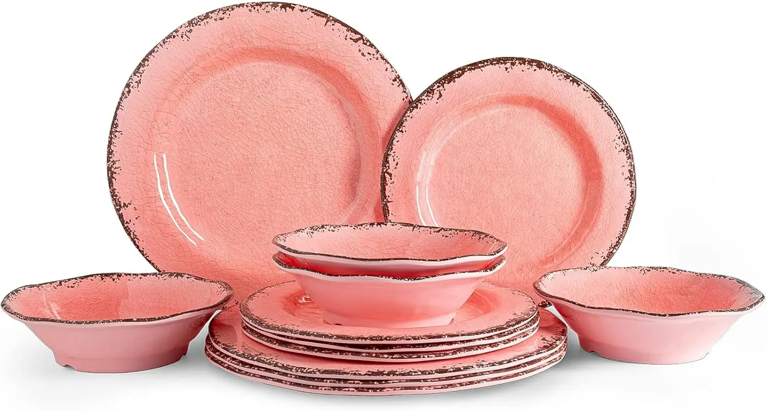 

Melamine Dinnerware Sets, Farmhouse Dinnerware Set, Camping Dishes Set, BPA free and Lightweight
