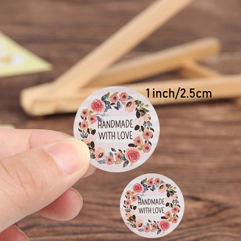 500pcs Handmade with Love Stickers Baking Label Wedding Sticker Party Label Gift Decoration Envelope Sealing Stationery Stickers