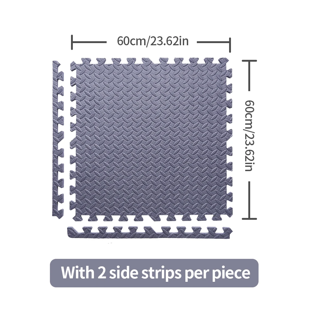 

4pcs 60*60*2CM Navy Blue Puzzle Exercise Mat Double-sided Leaf Pattern Floor Padding Flooring Mats For Home and Gym