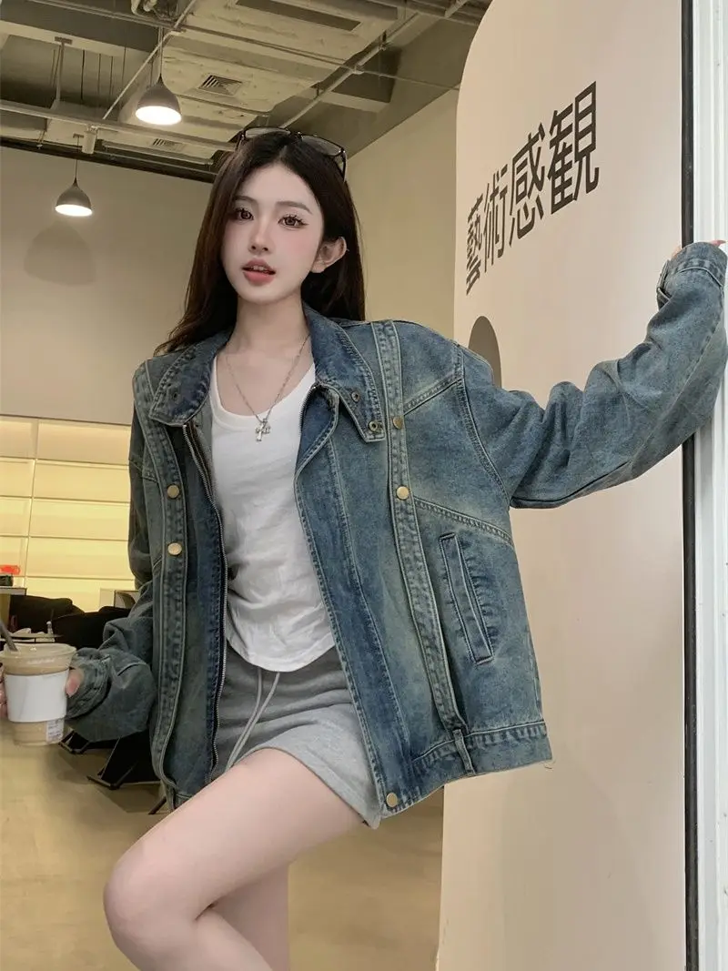 

Куртки-бомберы, женская одежда, темно-синее гоночное плюшевое пальто с нашивками, украшение с вышивкой, хлопок, удобное пальто унисекс, базовое пальто в консервативном стиле