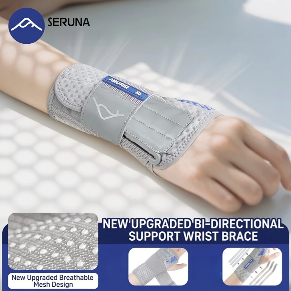 Seruna Wrist Support for Men Women Comfortable Breathable Mesh Wrist Splint Immobilizer for Wrist Sprain Sports Fitness Band