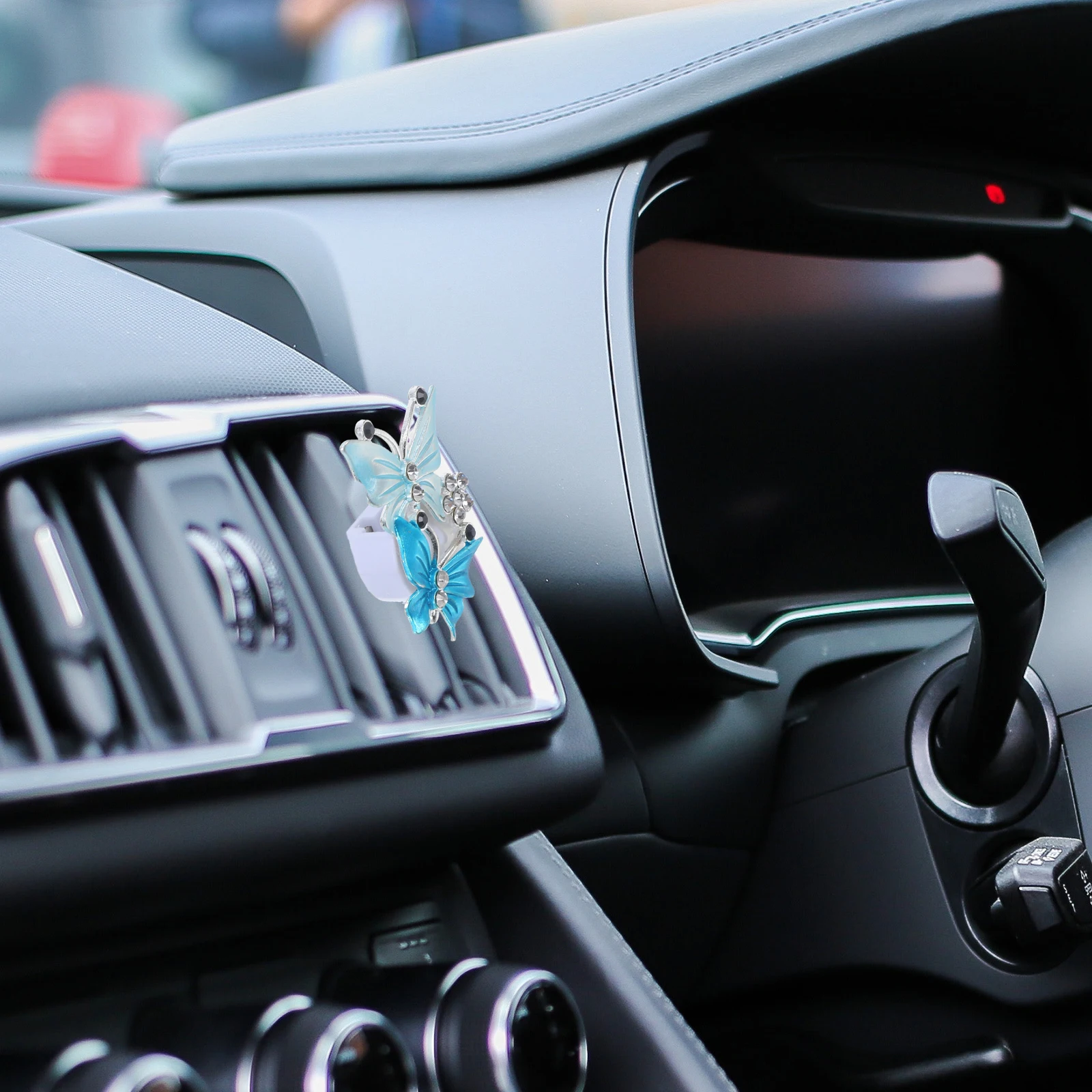 

2pcs Car Perfume Clip Rhinestones Butterfly Accessories Blue Green Air Vent Clips Stylish Fashionable Long Lasting
